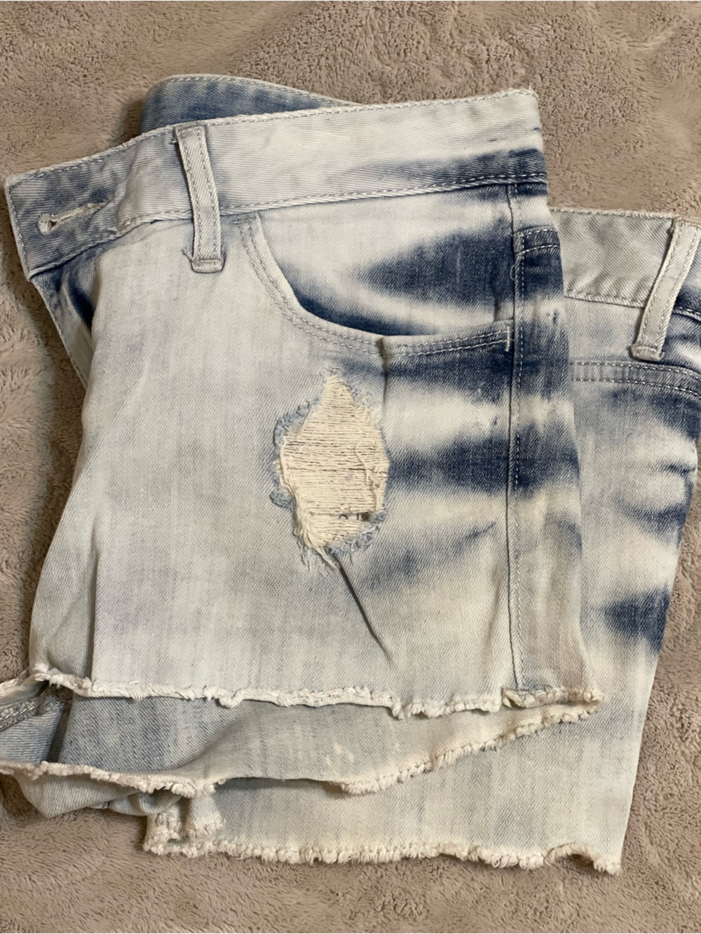 Express Light Blue Distressed Denim Shorts - Picture 3 of 3